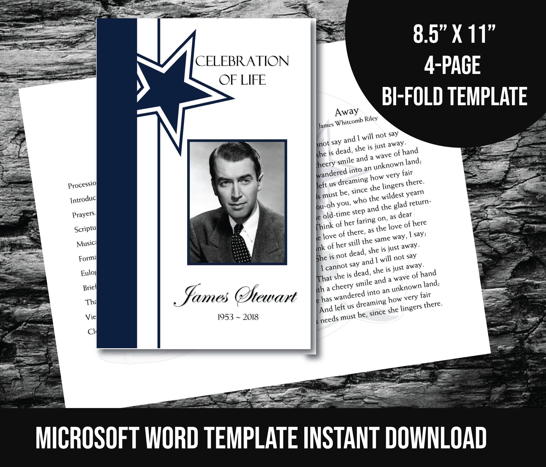 Dallas Cowboys Fan Funeral Program Template Memorial Program Printable Dallas Cowboys Fan Funeral Program Template Memorial Program Printable