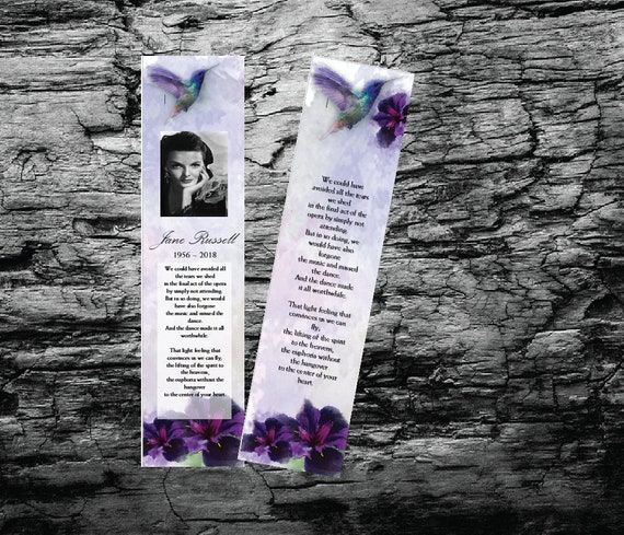 Microsoft Word Funeral Bookmark Template Memorial Keepsake Memorial Bookmark Hummingbird Iris 