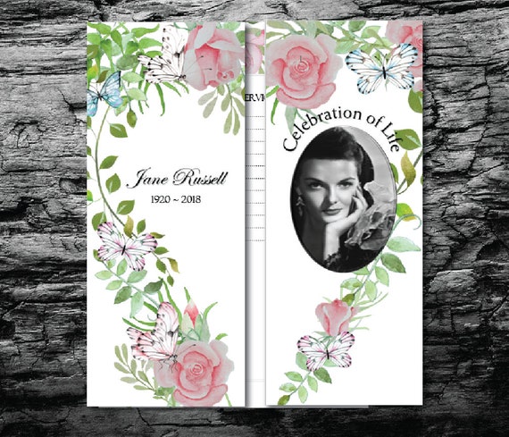 gate fold funeral program template 17x11 butterfly rose garden watercolor memorial program printable microsoft word gatefold template microsoft word