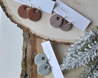 Textured Hoop Circle Earrings – Lightweight Polymer Clay Statement Hoops, Hypoallergenic Jewelry, Minimalist