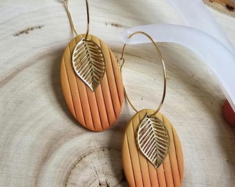 Pendientes de arcilla polimérica con hojas ombré hechos a mano, colgantes otoñales
