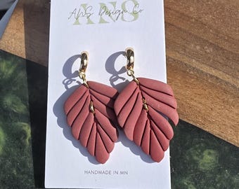 Red Terracotta Polymer Clay Earrings: Lightweight Autumn Dangle Earrings, Hypoallergenic