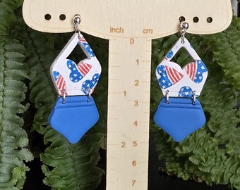 Star Spangled Red, White & Cute Bikini Earrings | 4th of July Dangle Earrings | Summer Statement Earrings | Handmade | Patriotic Earrings