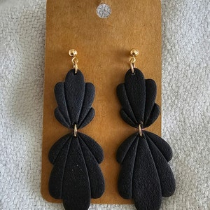 Black Dangle Polymer Clay Earrings | Cute Clay Earrings | Hypoallergenic | Gifts for her | Lightweight | Summer | Handmade | Statement