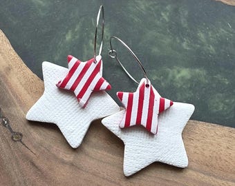 Amerikanische Sterne Ton baumeln Ohrringe: USA 4. Juli Schmuck, Leicht, hypoallergen