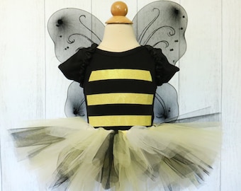 Bumble Bee Tutu Costume: Sparkle Bodysuit, Wings Headband