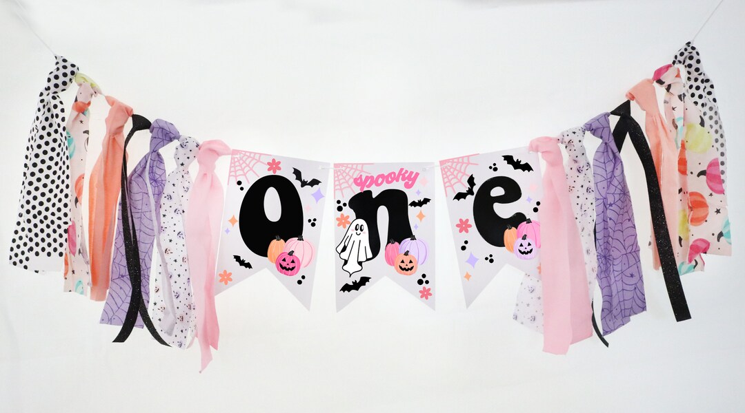 Halloween High Chair Banner & Tutu Skirt – Spooky “ONE” Banner For First Birthday, Cake Smash Photos, Party Decor