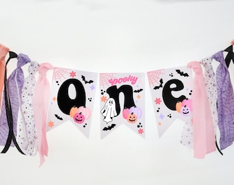 Spooky One High Chair Banner: Halloween First Birthday Decoration