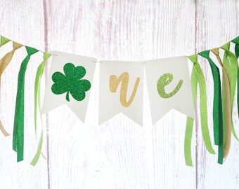 Banner para silla alta del Día de San Patricio: Trébol brillante, Lucky One