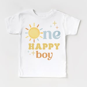 幸せな男の子の1歳の誕生日Tシャツ