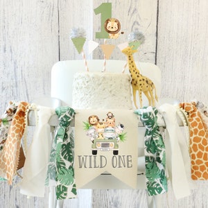 Jungle Safari High Chair Banner Baby Safari Birthday Decoration Baby Safari Highchair Banner First Birthday Baby Safari Party Wild One