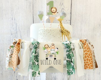 Jungle Safari High Chair Banner Baby Safari Birthday Decoration Baby Safari Highchair Banner First Birthday Baby Safari Party Wild One