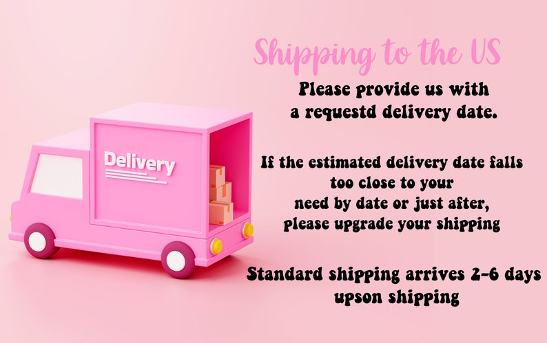 May include: A pink delivery truck with the word "Delivery" on the side. The truck bed contains several small brown boxes. The background is a solid pink color.