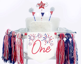 4th of July High Chair Banner: Patriotic First Birthday Decor