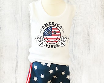 Roupa de bebê American Vibes: regata de 4 de julho e shorts de estrela