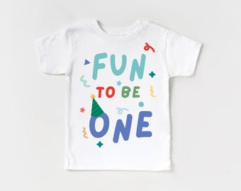Spaß, ein T-Shirt zu sein 1. Geburtstag individuelles T-Shirt Baby-Geburtstags-T-Shirt Es macht Spaß, eins zu sein bunt