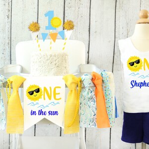 One in the Sun High Chair Banner & Birthday Outfit Beach Party 1st Birthday Pool Party Sun Highchair Banner  First Birthday Baby Boy