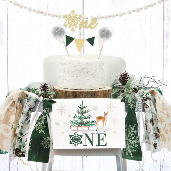 Winter Onederland High Chair Banner Birthday Decoration Winter Onederland  Highchair Banner First Birthday  Christmas Banner Snowflake