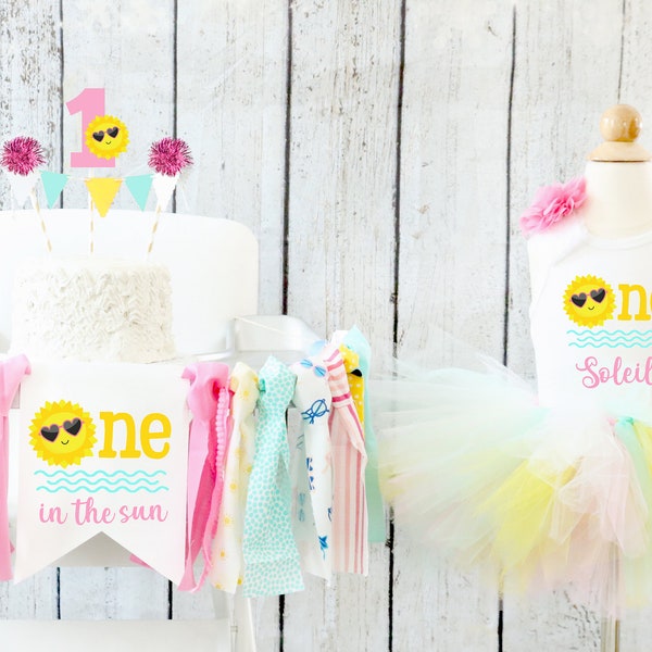 Vestito per compleanno One in the Sun: striscione per seggiolone e set tutù