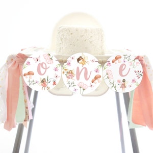 New!  Fairy 1st Birthday High Chair Banner  Fairy 1st Birthday Highchair Banner First Birthday Baby Girl Highchair Banner Wild Flower Decor