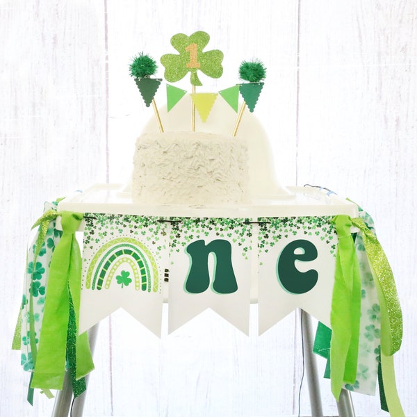 St. Patrick's Day High Chair Banner Rainbow Highchair Banner First Birthday St. Patrick's Baby Highchair Banner Clover Lucky One Birthday