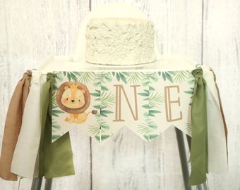 Jungle Safari High Chair Banner Baby Safari Birthday Lion Baby Paper Safari Highchair Banner First Birthday Lion Baby Safari Party Wild One