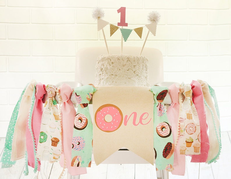 Donut Grow Up Birthday High Chair Banner Donut Highchair image 0