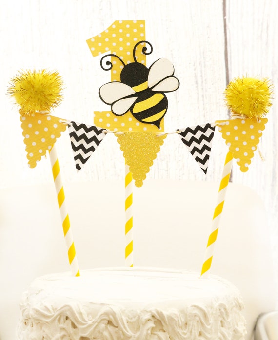 Bumble Bee Cake Topper Honey Bee Birthday Decor Queen Bee Etsy