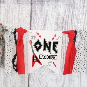 One Rocks High Chair Banner One Rocks Birthday Decoration  Rock and Roll  Highchair Banner First Birthday Baby Boy Rockstar Party Decor