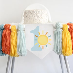 Sunshine Highchair Banner One Happy Boho High Chair Banner, Sunshine  Birthday, First Trip around the Sun Party One 1st Birthday Yarn Tassel