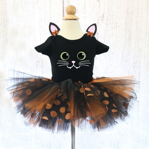 Black Cat Tutu Costume Toddler and Kids Outfit Black Cat Halloween Costume 2T, 3T, Girl, Black Kitty Costume, Cute Baby Cat Costume.