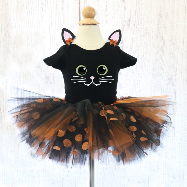 Disfraz de tutú de gato negro para niños pequeños y niños, disfraz de Halloween de gato negro 2T, 3T, niña, disfraz de gatito negro, lindo disfraz de gato bebé.