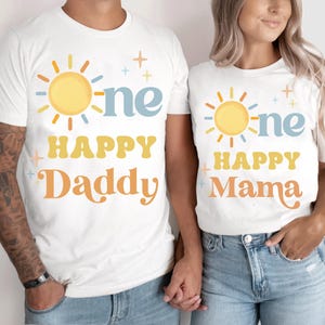 Ein glücklicher Junge 1. Geburtstag Familie T-shirts Mama & Papa große Schwester Bruder Sonne Glanz 1