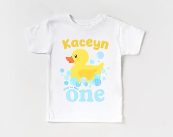 ラバーダッキー 1歳の誕生日シャツ：男の子用1歳の誕生日Tシャツ
