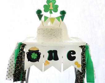 Banner para silla alta del Día de San Patricio: Primer cumpleaños del afortunado