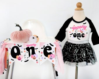 Spooky One High Chair Banner: Halloween First Birthday Decoration