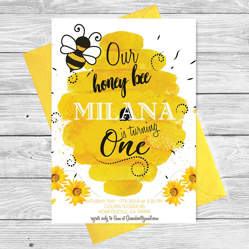 Bumble Bee Birthday Invitation Honey Bee First Birthday - Etsy
