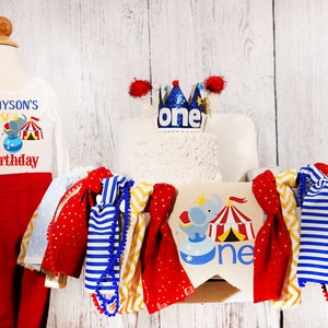 Circus 1st Birthday High Chair Banner Circus Birthday Boy Circus Outfit Banner First Birthday Baby Boy Party Elephant Circus Party