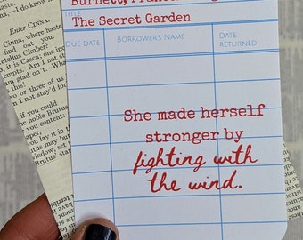 The Secret Garden, Literary Gift, Book Lover, Girl Power, Book Quotes, Reader Gift, Bookish, Bookology, Library Card Bookmarks