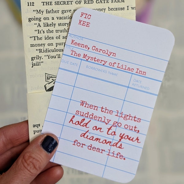 Nancy Drew Library Card Bookmarks, Quotes, Carolyn Keene, Vintage Nancy Drew Gift, Book Lover, Bookish Gift, Reader, Bookology, Literary