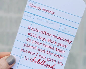 Beverly Cleary Bookmark, Library Card Bookmark, Inspirational Quotes, Book Lover Reader Gift, Ramona Quimby