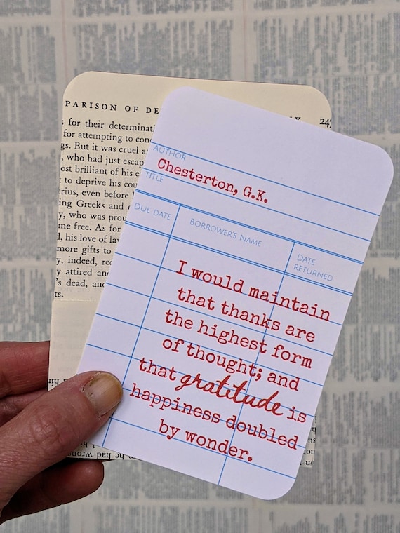 Carte De Remerciement Citation Litteraire Gratitude Etsy France