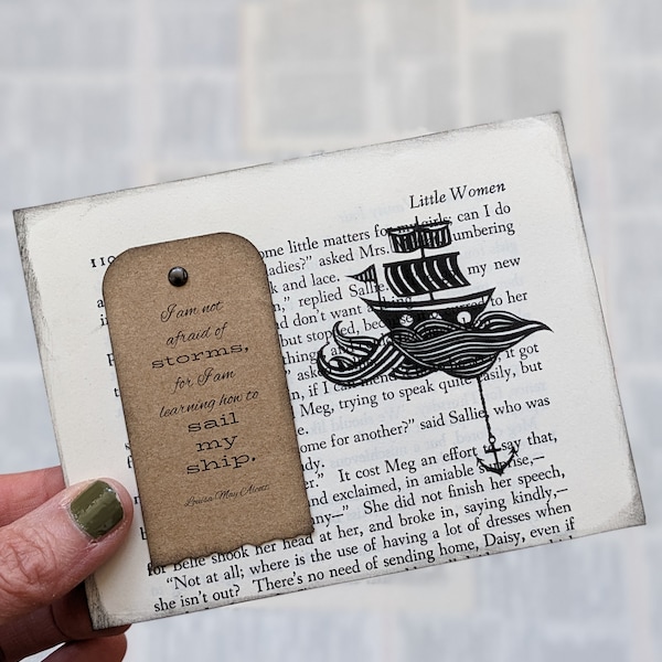 Encouragement Card, Little Women Quote, Louisa May Alcott, Bookish Gift, Sympathy Card, Book Page Art, Sail My Ship, Bookology Co.