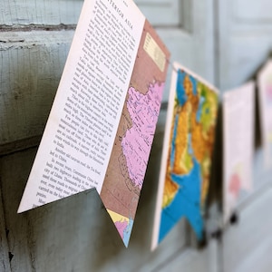 Vintage Map Banner, Birthday Decor, Travel Party Bunting, Bookish Gift, Book Lover, Bookology, Wanderlust, Homeschool Classroom Decor