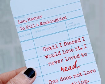 To Kill a Mockingbird Bookmarks, Harper Lee Quotes, Atticus Finch, Literary Gift, Book Lover, Library Card, Bookish Gift, Reader, Bookology