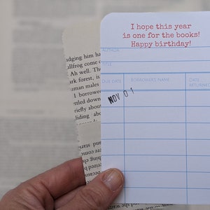 Birthday Card, Book Lovers, Library Card, Literary Book Lover Bookish Gift, Birthday for Him, for Reader, Bookology Blank w/ date