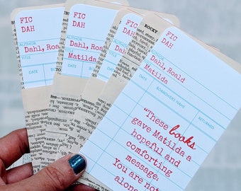 Matilda Book Lover Bookmarks, Roald Dahl Quotes, Library Cards, Bookish Gift, Bookworm, Children's Book, Bookology Co.