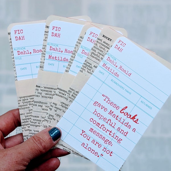 Matilda Book Lover Bookmarks, Roald Dahl Quotes, Library Cards, Bookish Gift, Bookworm, Children's Book, Bookology Co.