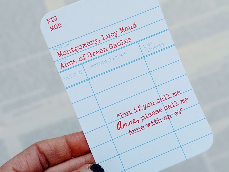 Anne of Green Gables Quotes Library Card Bookmark, Quotes, Book Lover Bookish Literary Gift, Anne Shirley LM Montgomery Quote Set of Four Anne with an e