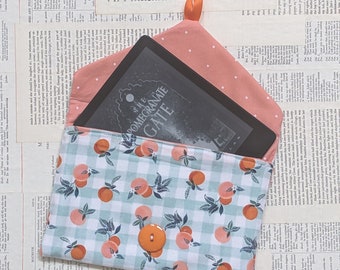 Peachy Kindle Cover, Tablet, Nook Cover, Book lover Gift, Bookish Graduation Gift, Hand-sewn with Button Closure, Bookology Co.